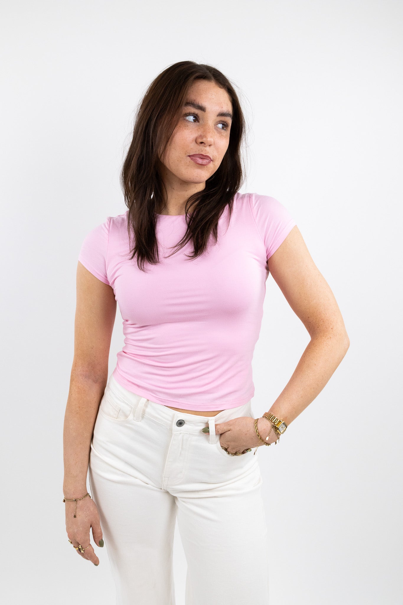 Pink bow jeans & leah base pink