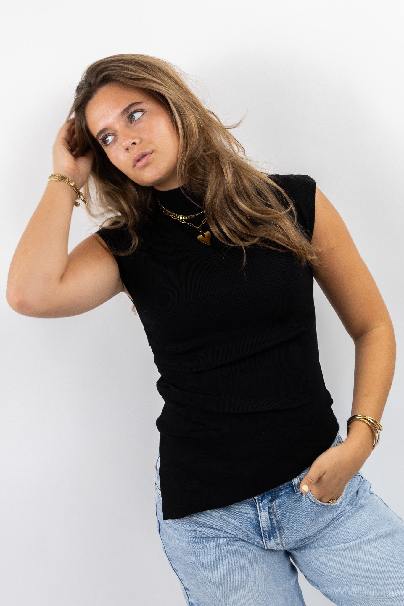Ribbed Mock Neck Top