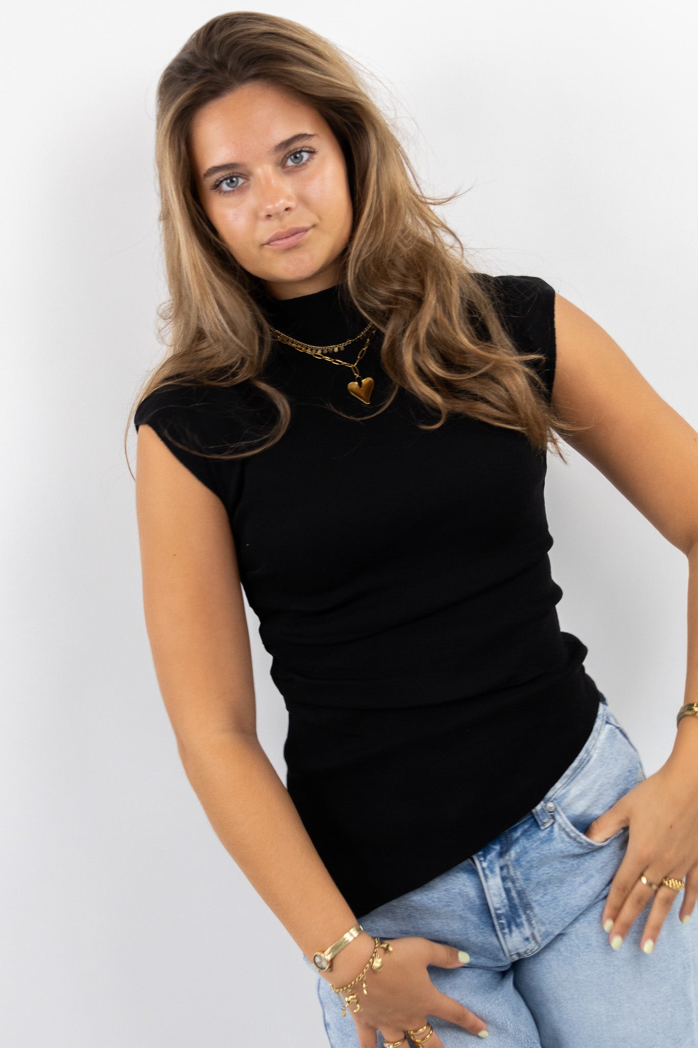 Ribbed Mock Neck Top